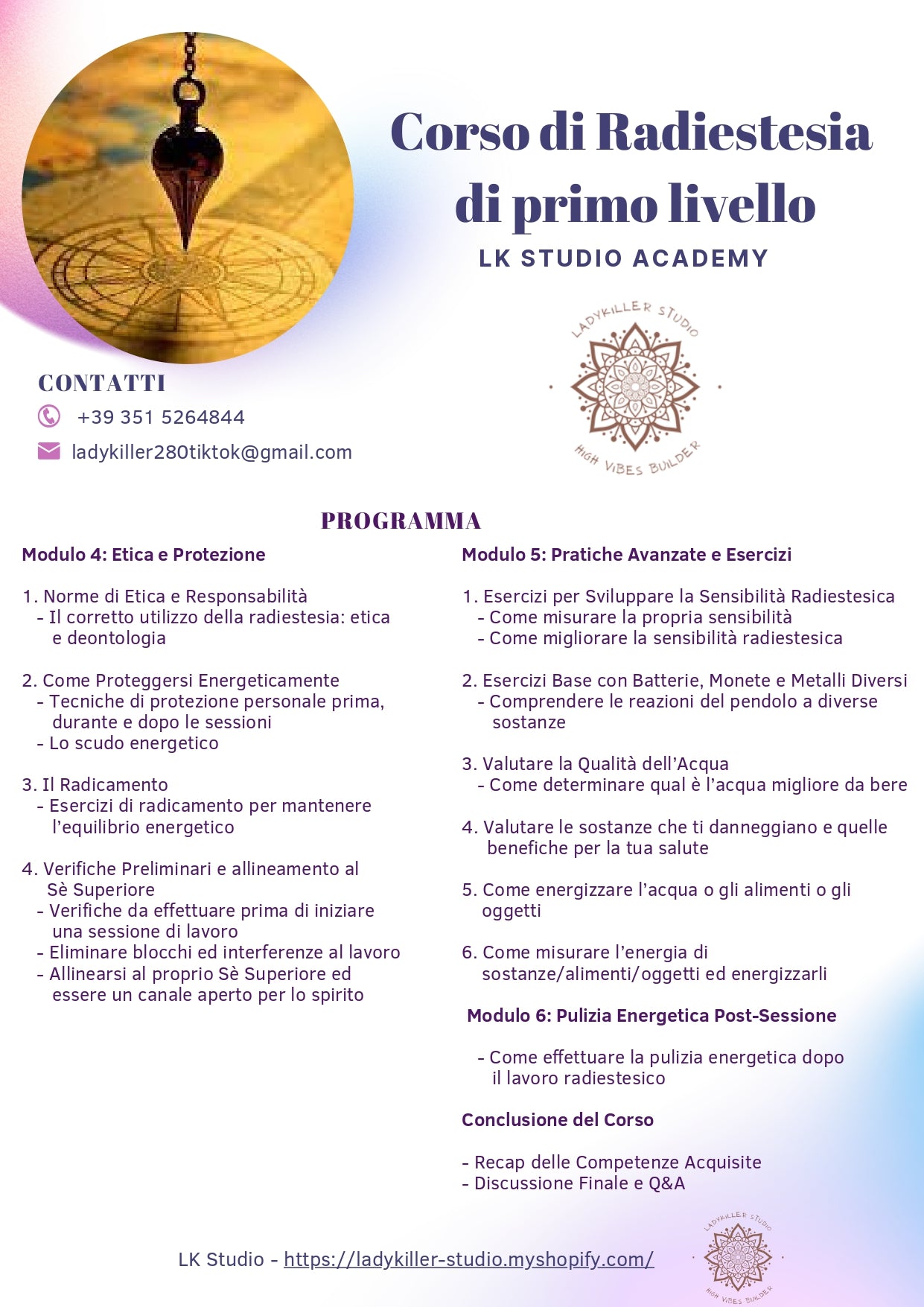 Corso di Radiestesia di primo livello - Principianti